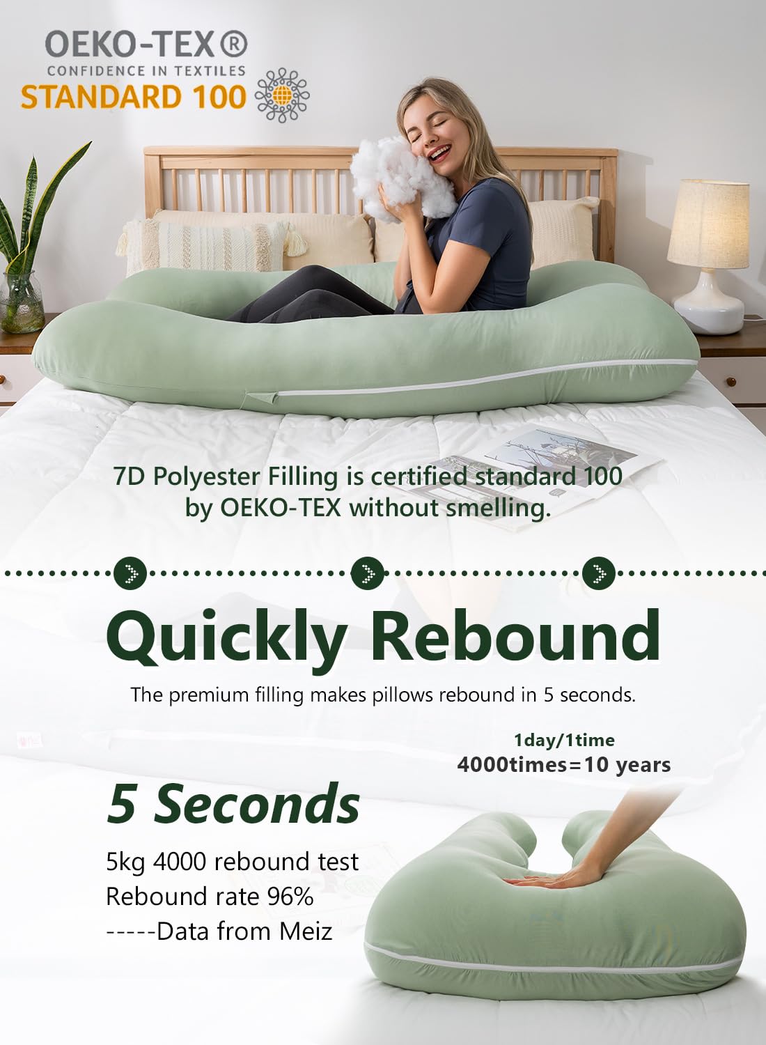 Meiz Pregnancy Pillow, U Shaped Pregnancy Pillows for Sleeping Cooling, 55 Inch Maternity Pillow for Pregnant Women, Body Pillows for Adult…