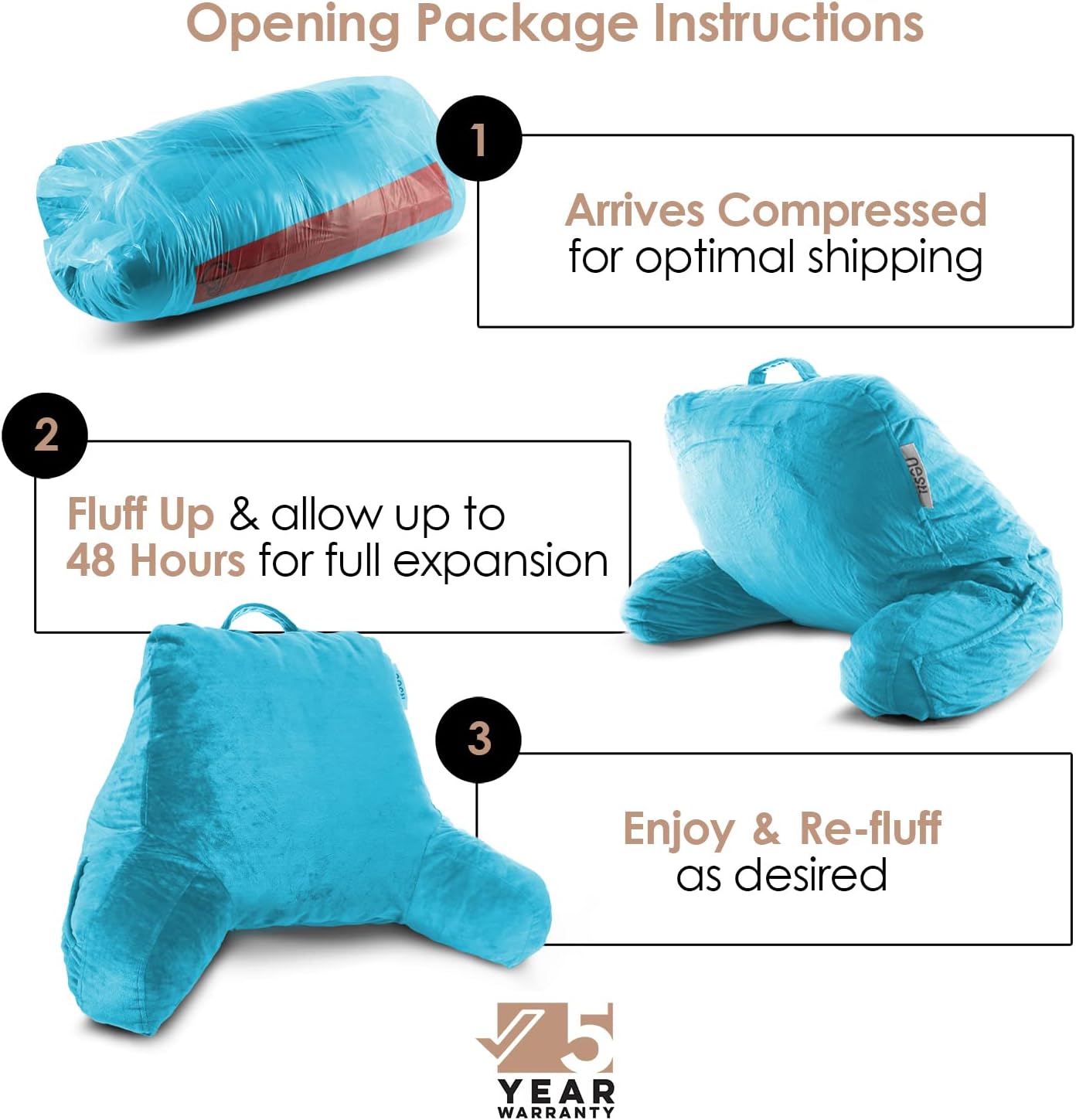 Nestl Reading Pillow with Shredded Memory Foam, Designed for Sitting Up in Bed and Couch, Back and Arms Adjustable Support for Adult &…
