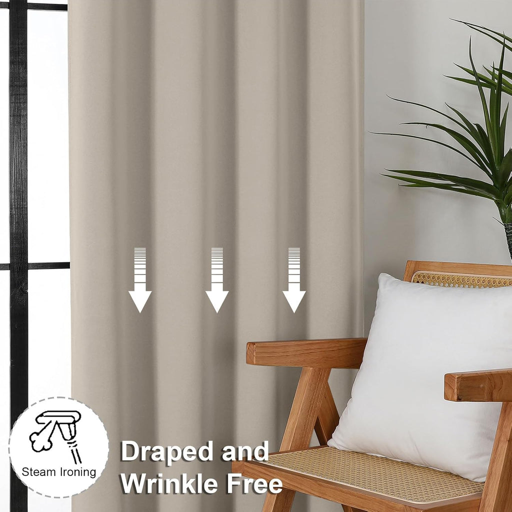 Simplebrand Blackout Extra 10ft Curtains for Patio 120 Inches Long 2 Panels Set, Solid Thermal Insulated Energy Saving Rod Pocket Window Tr…