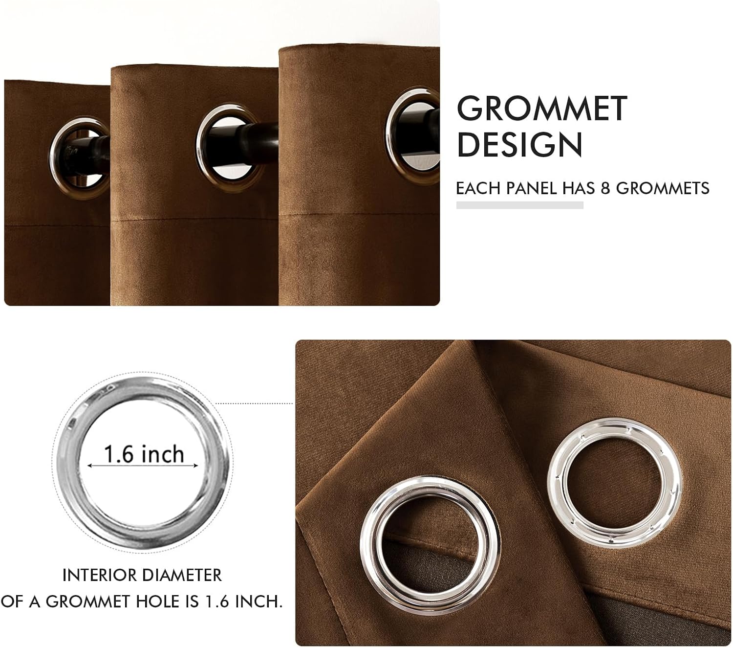 MIULEE Velvet Curtains Chocolate Elegant Grommet Thermal Insulated Soundproof Brown Room Darkening Curtains/Drapes for Classical Living…