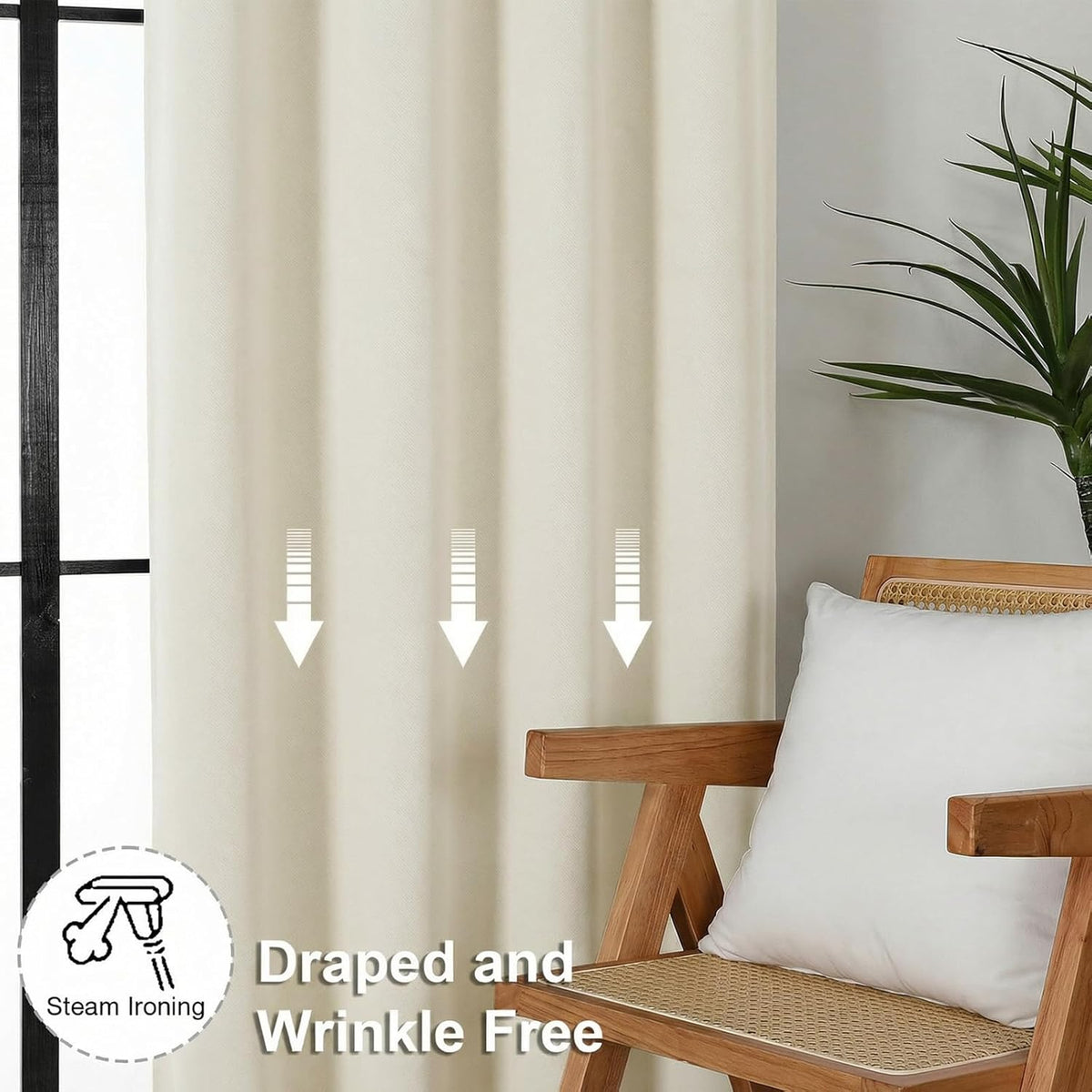 Simplebrand Ava Light Beige Light Filtering Curtains for Bedroom 63 Inch Length 2 Panels Set, Privacy Thermal Insulated Rod Pocket Door Win…