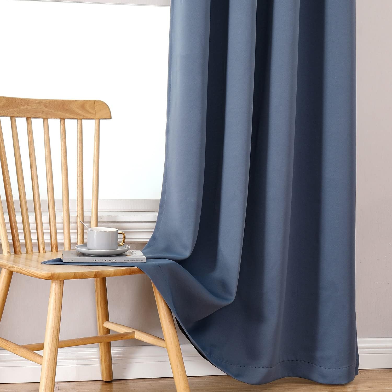 ChrisDowa 100% Blackout Curtains for Bedroom with Black Liner, 2 Thick Layers Total Blackout Thermal Insulated Grommet Window Curtains 2 Pa…