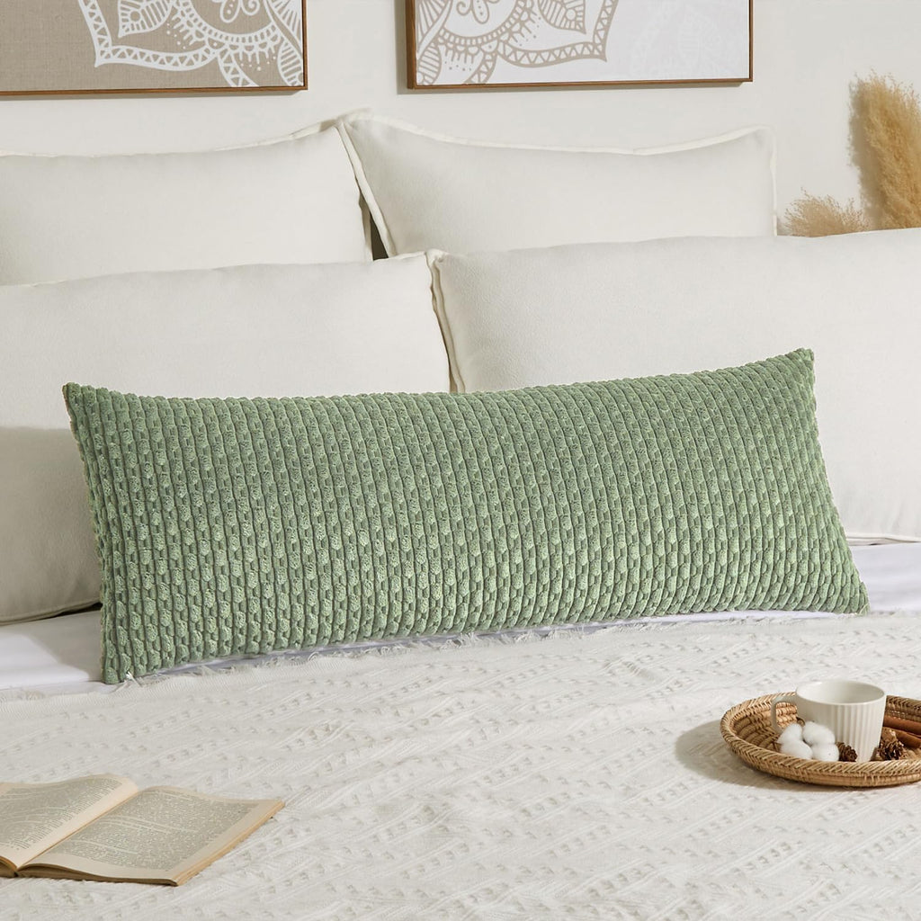 KevinTextile Kevin Textile Spring 14x36 Inch Long Lumbar 1 Pack Boho Decorative Throw Pillow Cover Soft Striped Corduroy Rectangle Cushion…