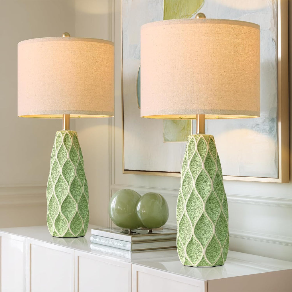 27.5" Ceramic Table Lamps for Living Room Bedroom Lamps Set of 2 Modern Boho Bedside Lamps Night Stands Farmhouse Vintage Large…