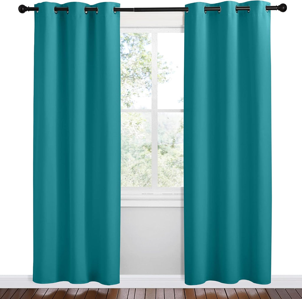 NICETOWN Room Darkening Curtains 78 inch Length 2 Panels, Peacock Teal, 2 Pieces, W42, Thermal Insulated Grommet Blackout Curtains for…