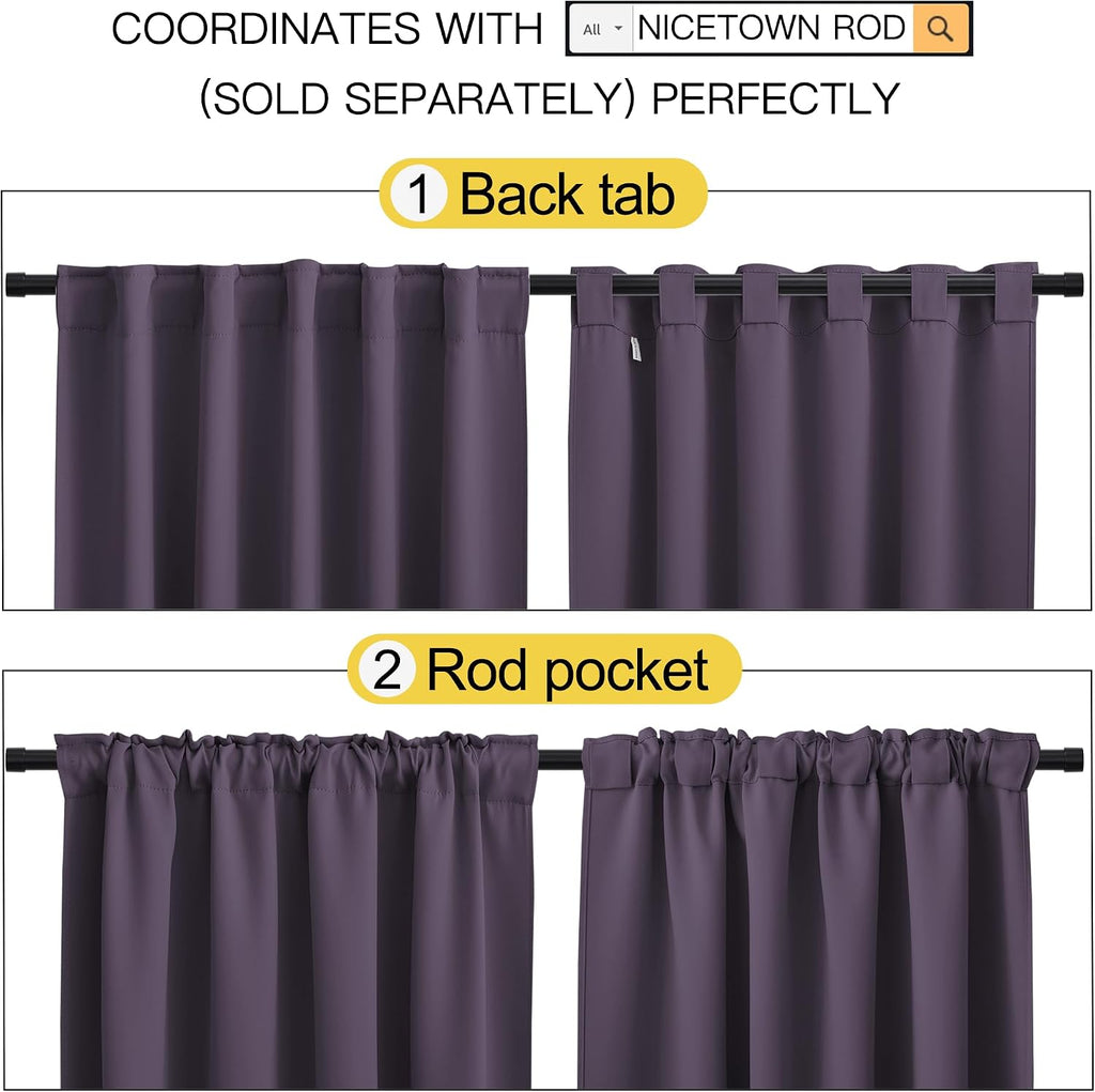 NICETOWN RV Curtains for Camper Windows - (Greyish Purple Color) 42x40 Inch, 2 Panels Set, Thermal Insulated Room Darkening Blackout…