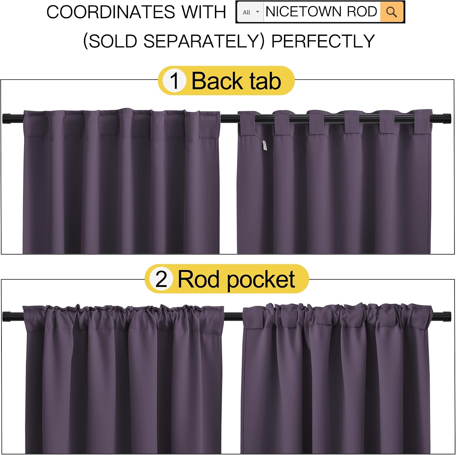 NICETOWN RV Curtains for Camper Windows - (Greyish Purple Color) 42x40 Inch, 2 Panels Set, Thermal Insulated Room Darkening Blackout…