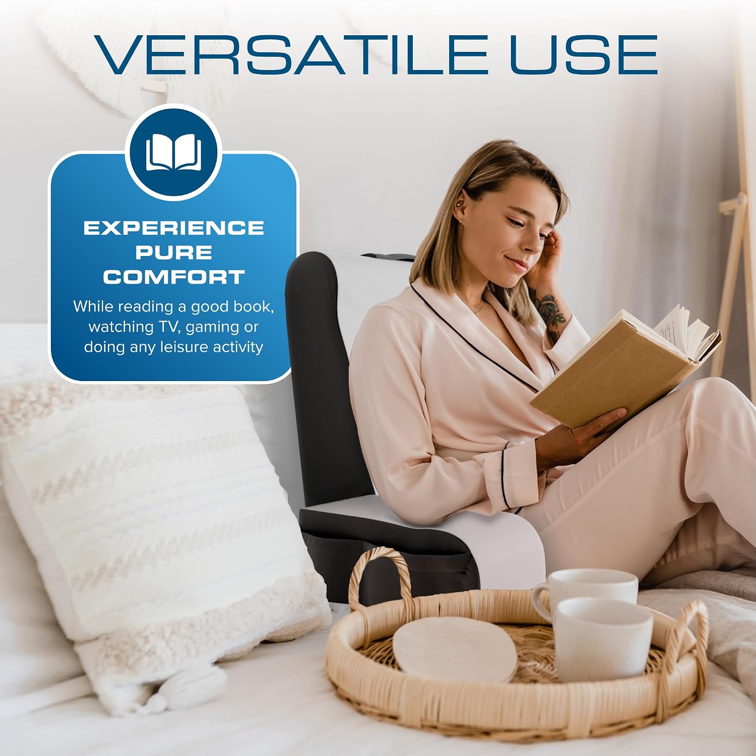 Kölbs Reading Pillow, Full Support Comfort Solid Foam, Back Cushion for Bed Sitting Up TV Book Gaming - Back Support Backrest Use on…