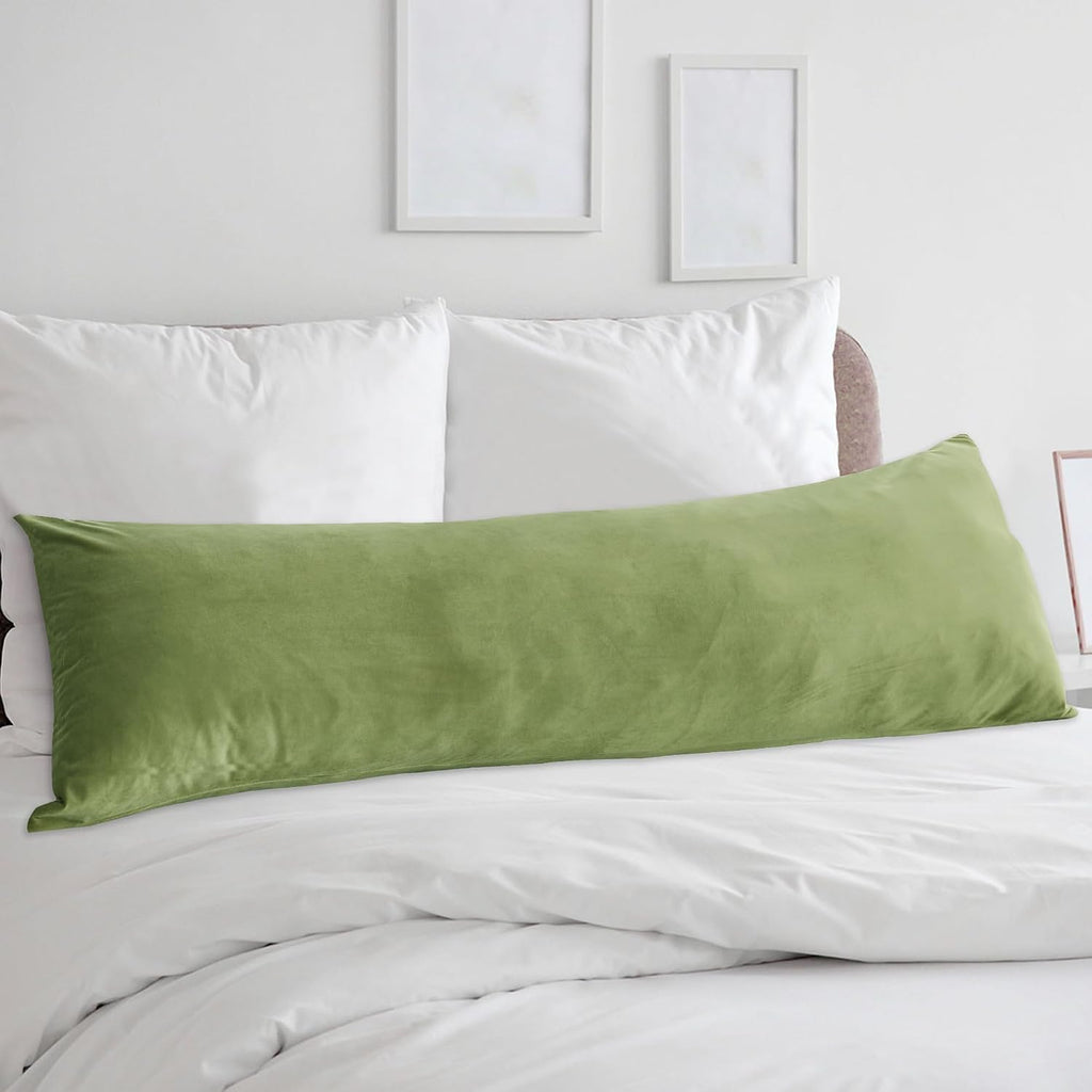 StangH Grass Green Velvet Body Pillow Cover 20x54 Inches, Super Soft Cozy Luxury Fuzzy Long Pillowcase with Zipper, for Sofa Bedroom Holida…