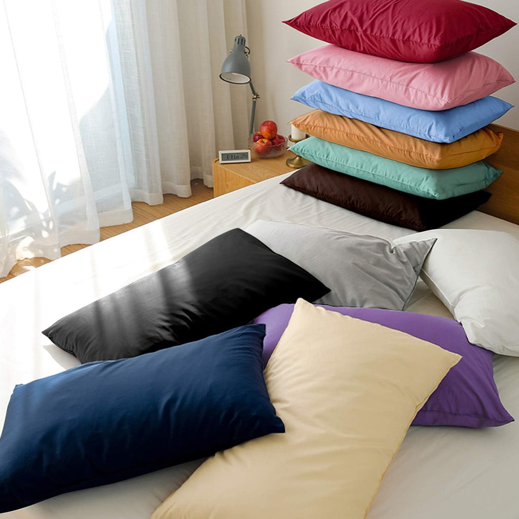 FLXXIE Pillow Cases Queen, Soft Microfiber Pillow Covers with Envelope Closure, Wrinkle Resistant Pillowcases, 2 Piece Set, Dark Brown
