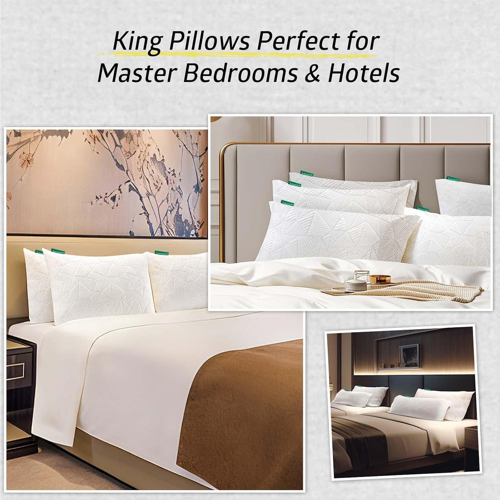 BETU Cooling King Size Pillows Set of 2, Shredded Memory Foam Cool Pillows for Hot Sleepers, Adjustable Firm Soft Support Bed Pillows…