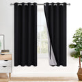 Xwzo 100% Blackout Curtains 63 Inches Long with Tiebacks - Heat and Full Light Blocking Thermal Insulated Window Panels with Grommets for B…