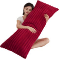 Memfydu Full Body Pillow with Fluffy Stripe Faux Fur Removable Cover, 7D Fiber Fill, Long Bed Pillow for Adults 20x54 Inches for Side Sleep…