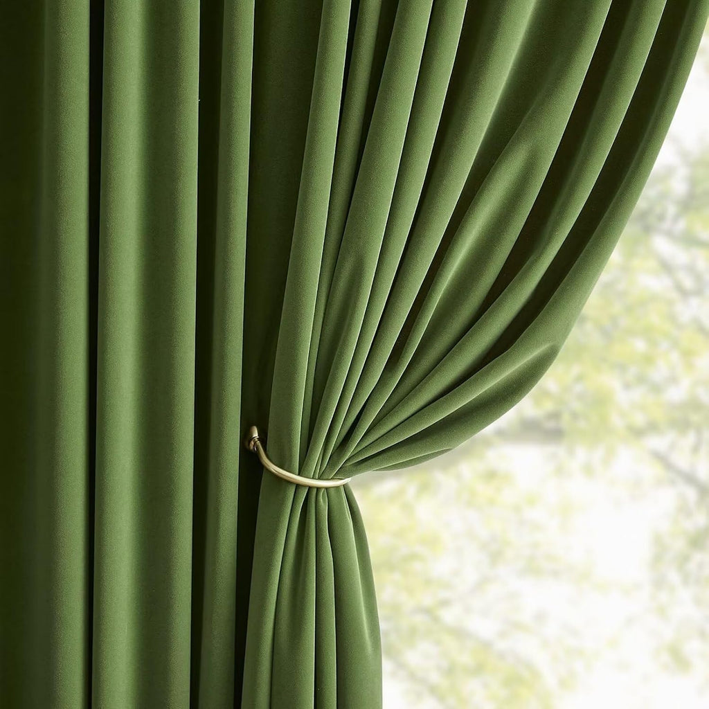 Joydeco Green Velvet Curtains 90 inch 2 Panel, Room Darkening Super Soft Velvet Drapes for Bedroom Living Room Thermal Insulated Window Dra…