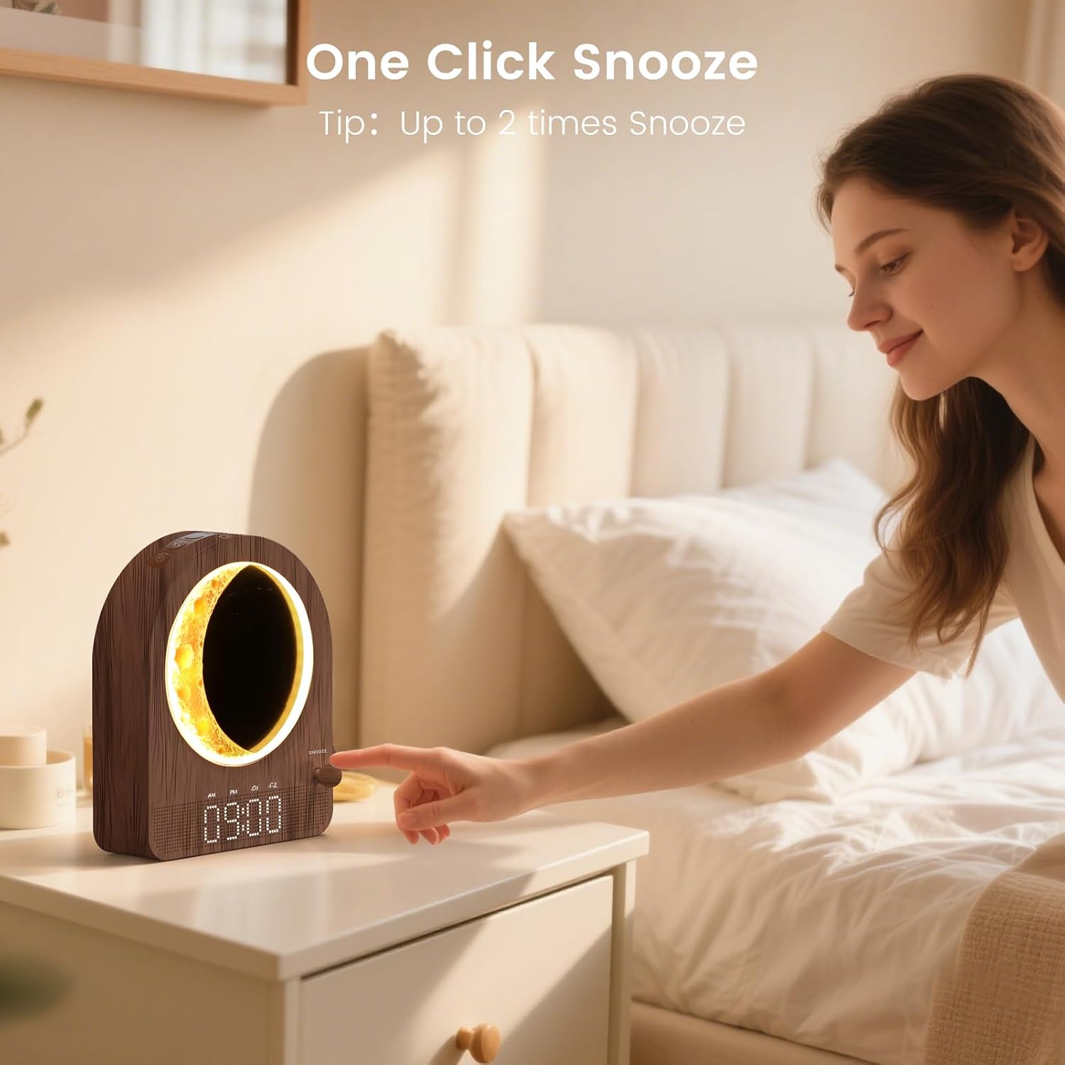 Epochleno Sunrise Alarm Clock, White Noise Machine & Meteor Moonlight - 10 Soothing Sounds, Dual Alarms, 30/60/90min Timer, Easy Snooze - B…