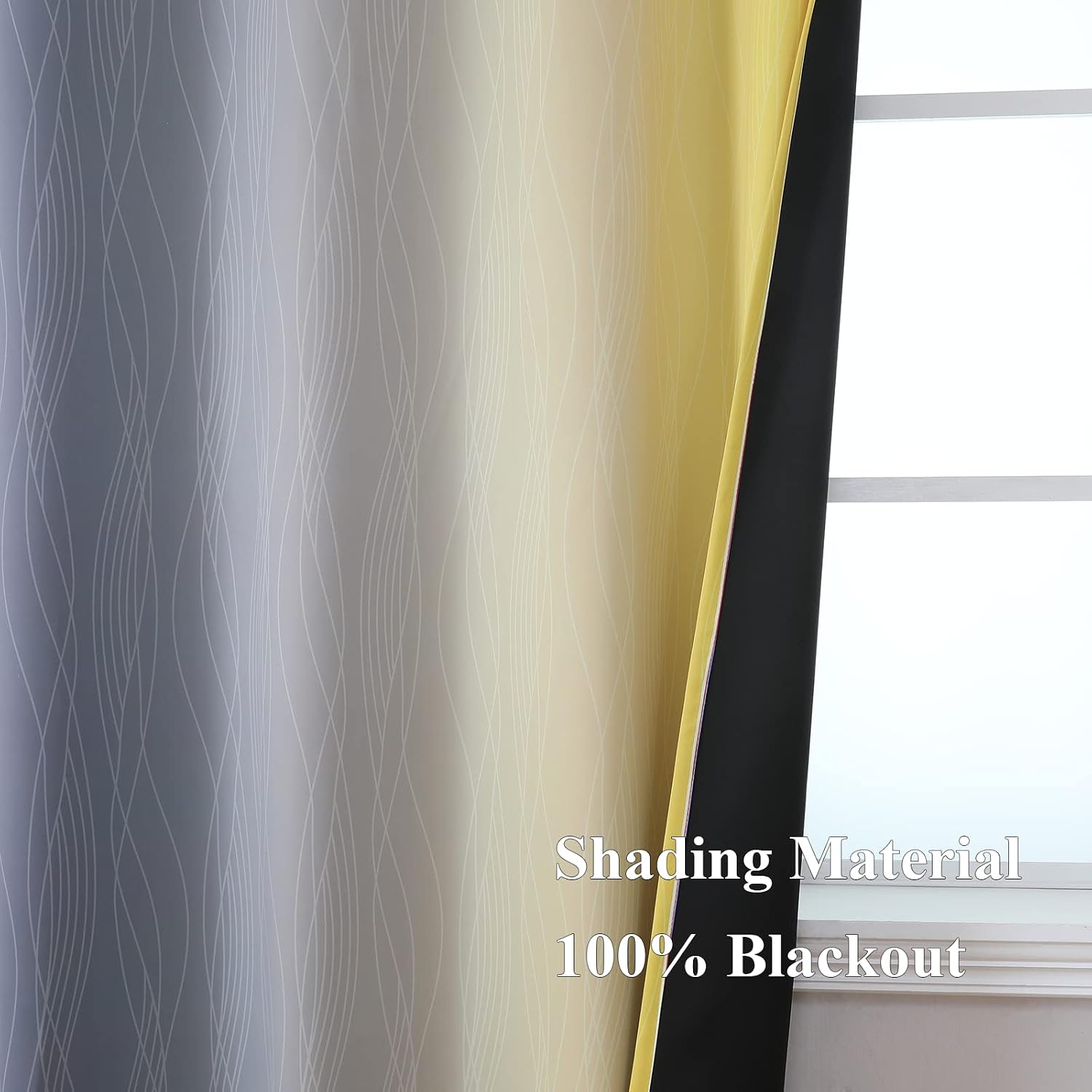 Estelartextiler Ombre Gray and Yellow Blackout Curtains 63 Inch Length 2 panels, Full Room Darkening Curtains for Kids Room, Grommet Therma…