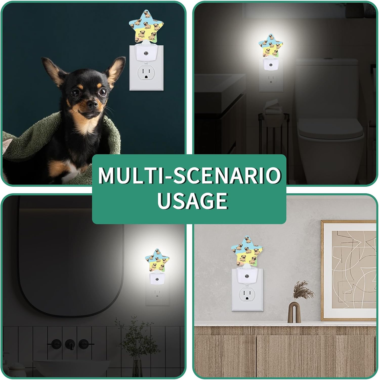 Star Night Light with Dusk to Dawn Sensor, Puppy Dog Plug in Night Light for Kids Bedroom Nursery, Soft Warm Glow Lamp for Hallway…