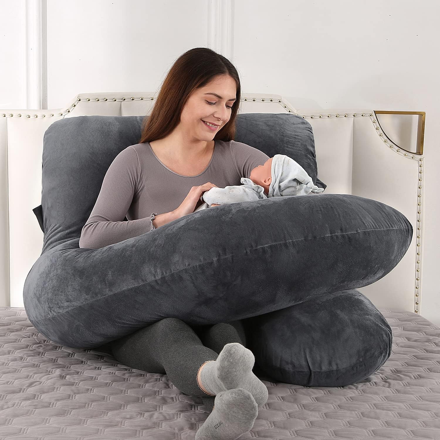 U-Shaped Full Body Pregnancy Pillow for Sleeping – 57" Maternity Pillow with Removable Cover, Support for Back, Legs, Belly & Hips…