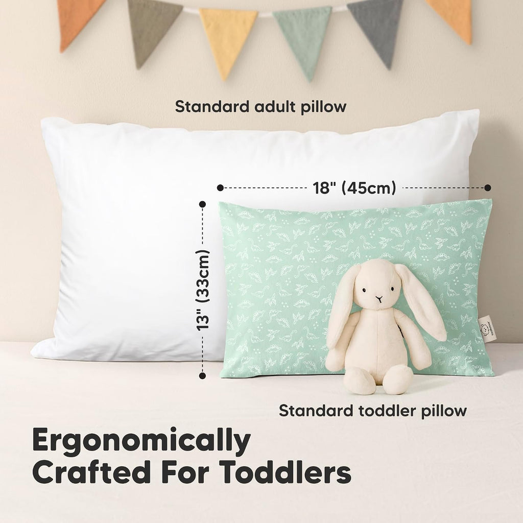 KeaBabies 2-Pack Toddler Pillows 2 Year Old to 5-13x18 Soft Organic Cotton Kids Pillow for Sleeping, Travel, School, Daycare, Nap…