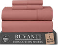 Ruvanti 100% Cotton Percale Sheets Twin XL Size 4 Piece Set, Cooling Bed Sheets for Hot Sleepers, Deep Pocket 16”, Breathable Lightweight &…