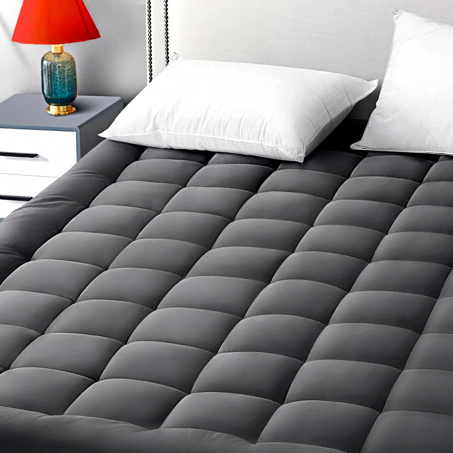 EASELAND California King Mattress Pad Pillow Top Mattress Cover Quilted Fitted Mattress Protector Long Cotton Top 8-21" Deep Pocket…