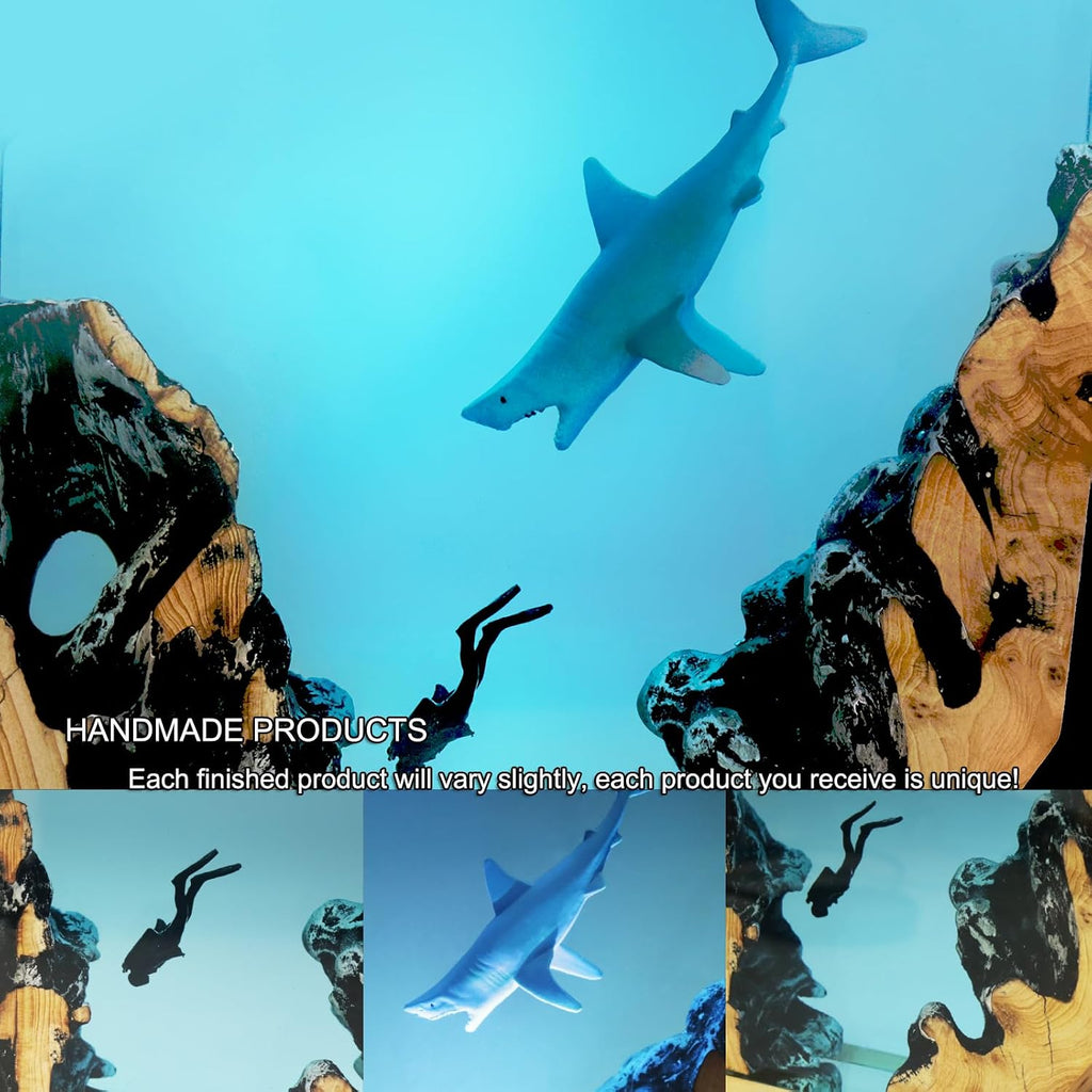 Epoxy Resin Shark Lamp, Ocean Night Light, Artistry Home Decor Bedside Nightlight, Unique Resin Lighting, Nightstand Decorations for…