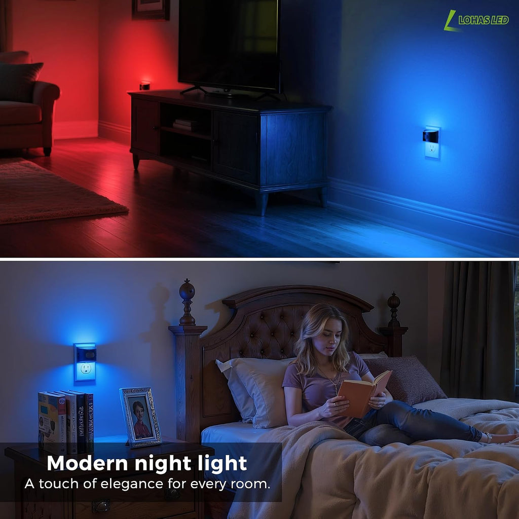L LOHAS LED Night Light with Motion Sensor & Dusk to Dawn Sensor, Night Lights Plug into Wall with 30-100lm Adjustable Brightness…