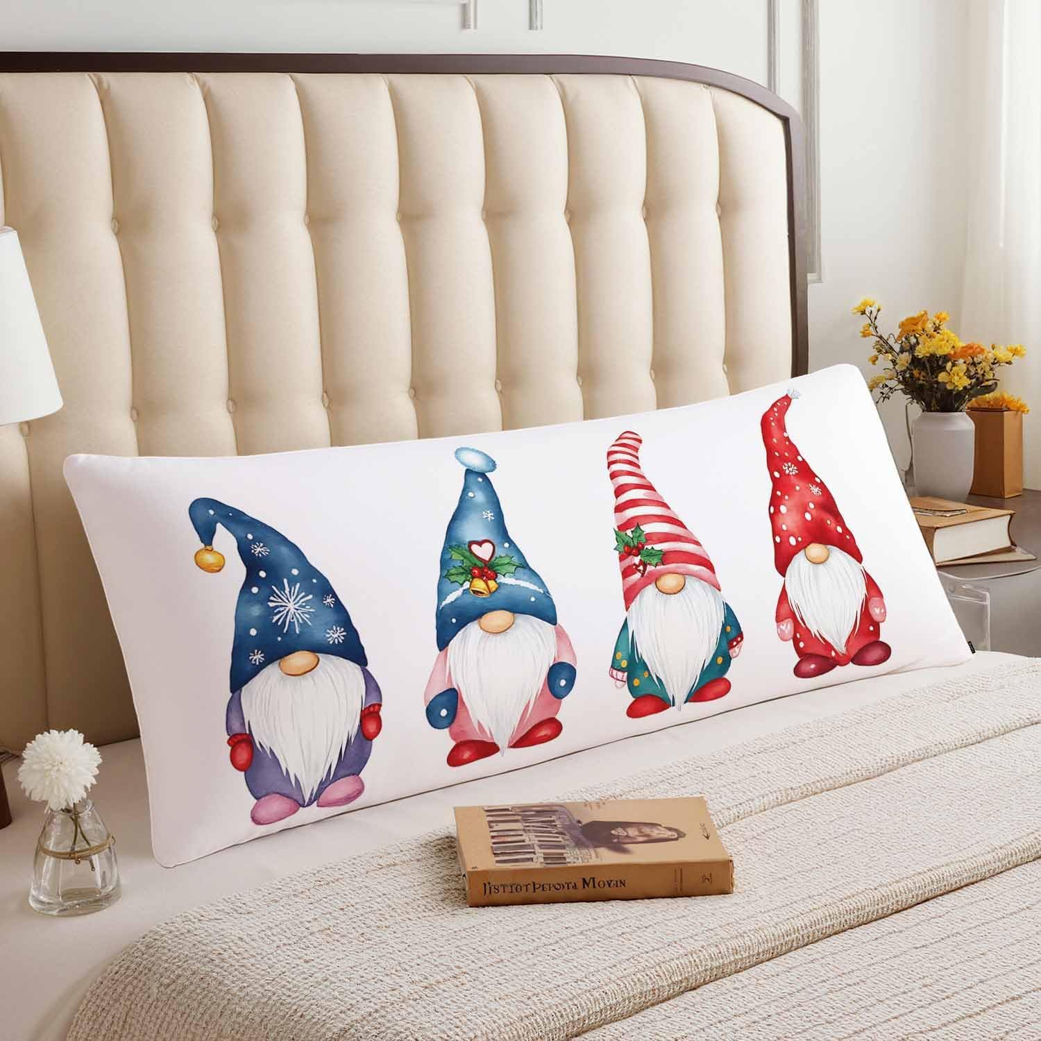 Body Pillowcases with Zipper Gnome Cozy Body Pillow Covers Body Cushion Cover 20 X 54 Inches, Christmas Gnomes Cute Outdoor Body Pillow…