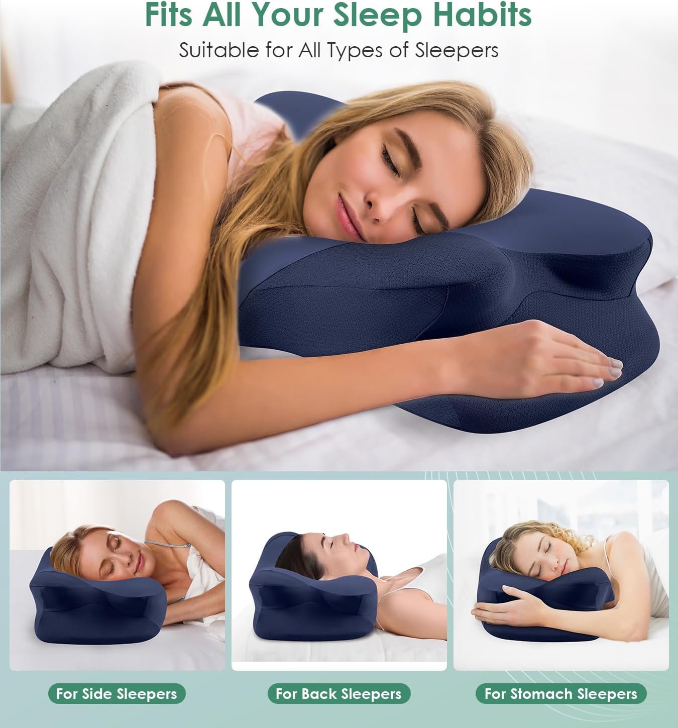 Donama Cervical Pillow for Sleeping, Contour Memory Foam Pillow for Neck and Shoulder Support, Ergonomic Neck Pillow for Side Back Stomach…