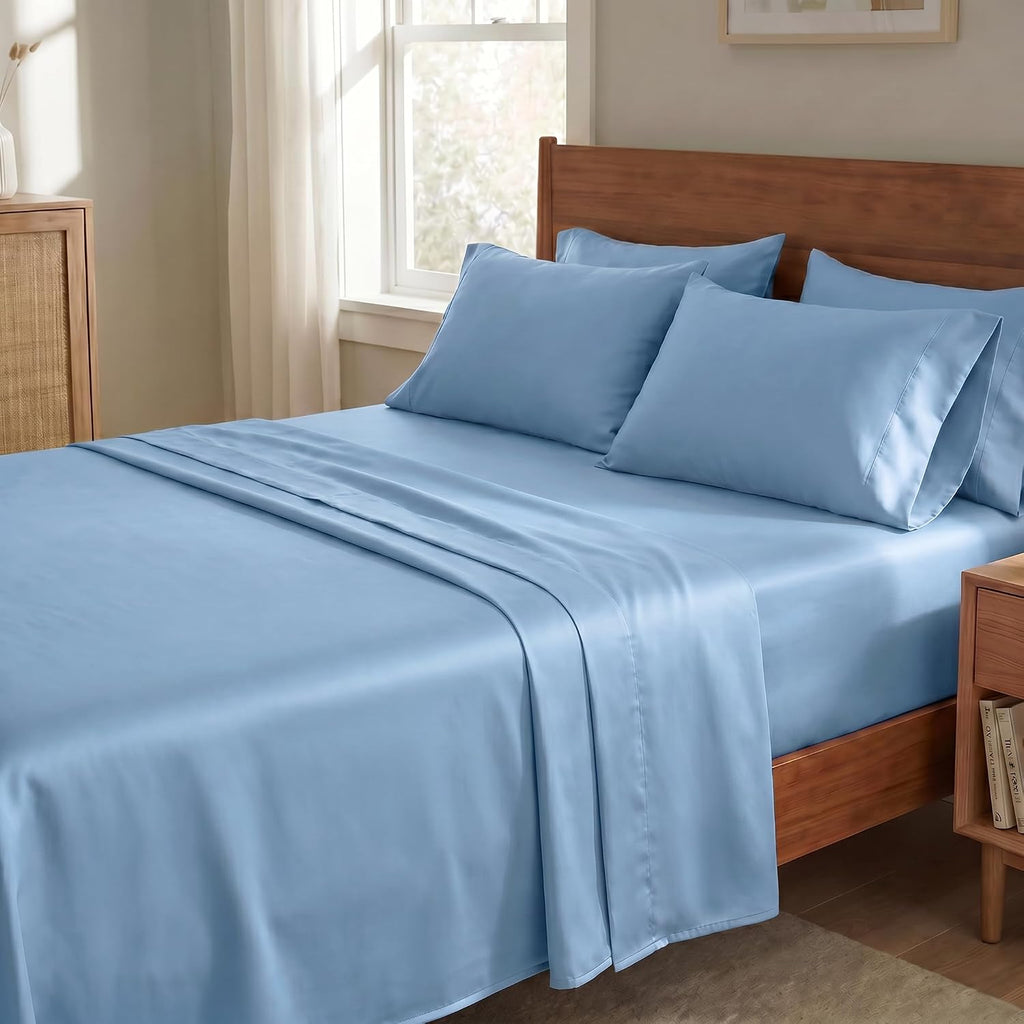 Perupima Peru Pima 415 Thread Count Percal Queen Sheet Set - 100% Peruvian Pima Cotton, 4 Piece (Flat, Fitted, 2 Pillowcases) - Cooling, Cr…