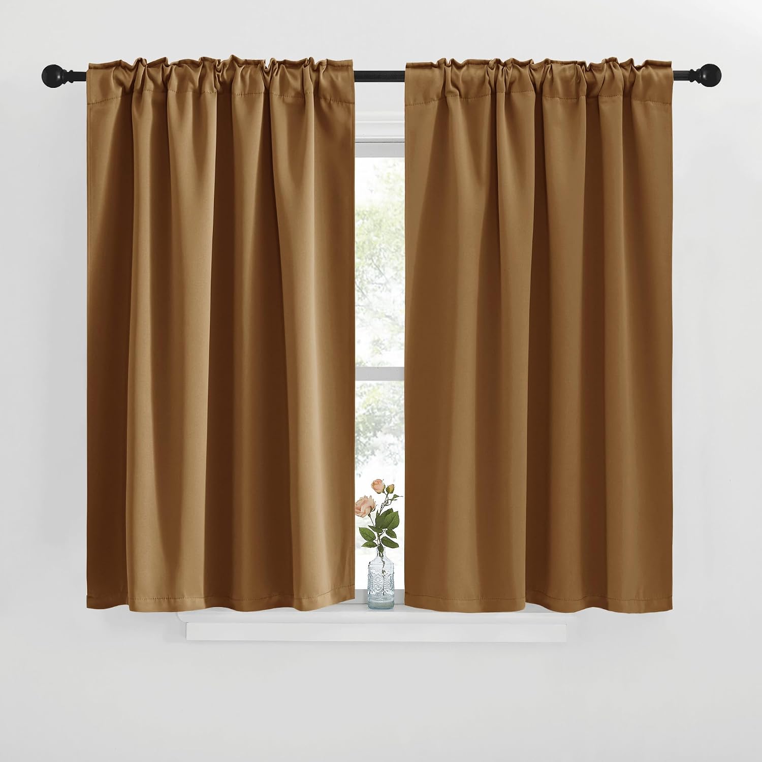 NICETOWN Blackout Window Curtains for Camper - (Gold Brown Color) 42x40 Inch, 2 Panels Set, Thermal Insulated Room Darkening Blackout…