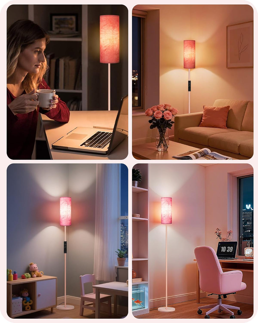 Dimmable Floor Lamps for Living Room with Remote and Foot Switch, 64.4” Modern Standing Tall Lamp, Corner Lamp for Bedroom, Bulb…