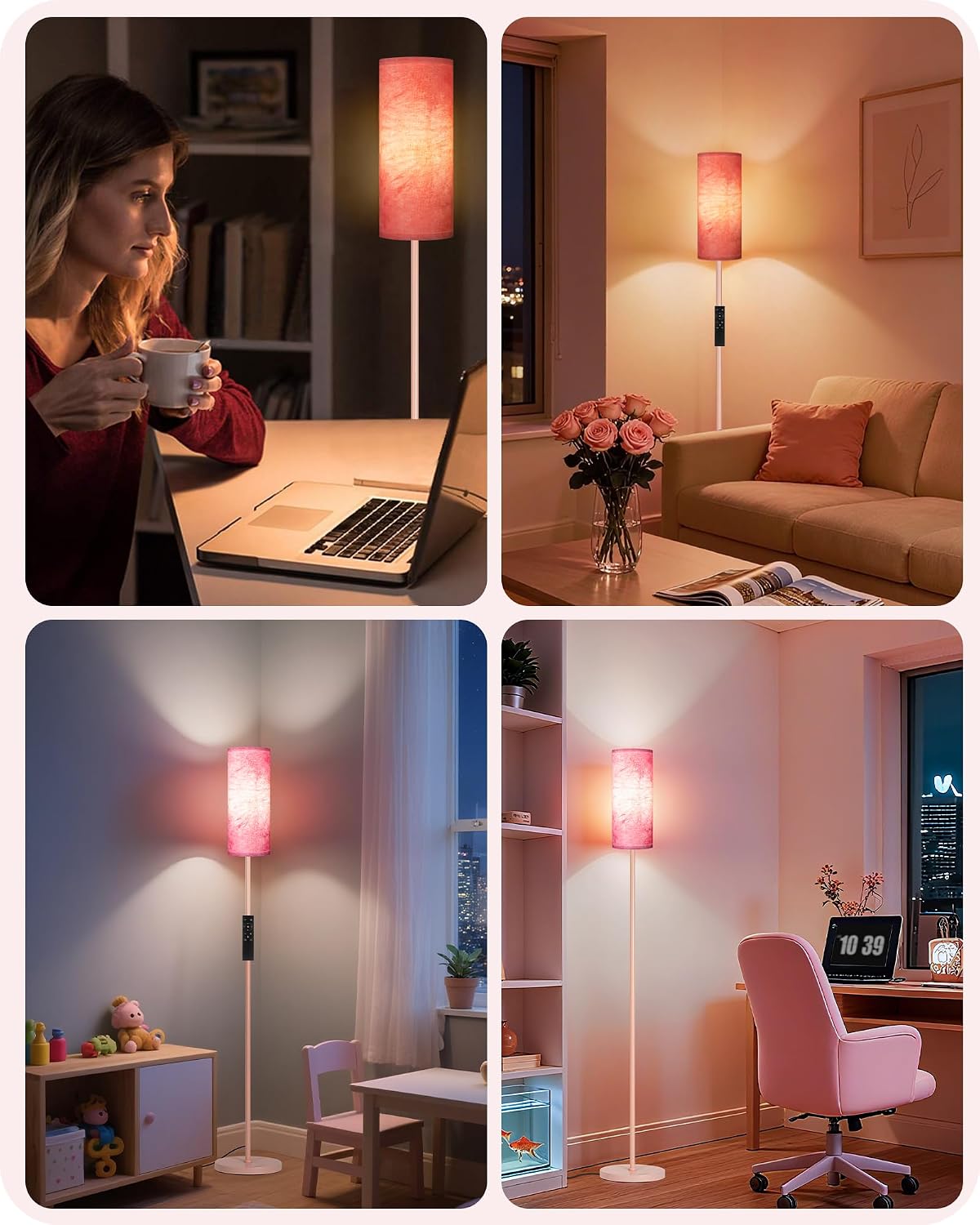 Dimmable Floor Lamps for Living Room with Remote and Foot Switch, 64.4” Modern Standing Tall Lamp, Corner Lamp for Bedroom, Bulb…