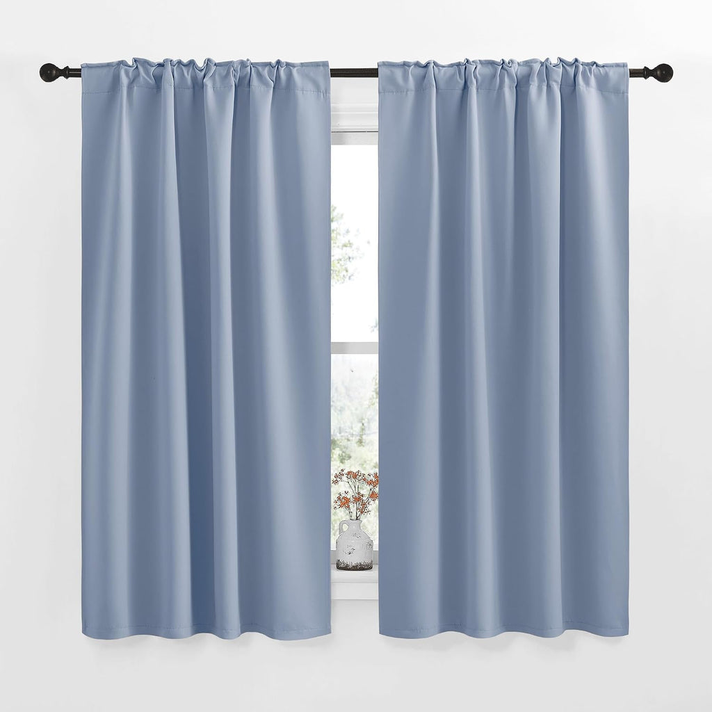 NICETOWN Blackout Curtain Panels for Kitchen - (Vintage Blue Color) 34x63 Inch, 2 Panels Set, Thermal Insulated Room Darkening Blackout…