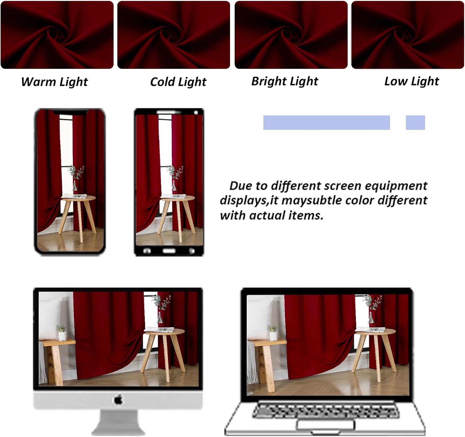 Simplebrand Red Blackout Curtains for Bedroom 96 Inches Long 2 Panels, Solid Thermal Insulated, Energy Saving Living Room Window Treatment…