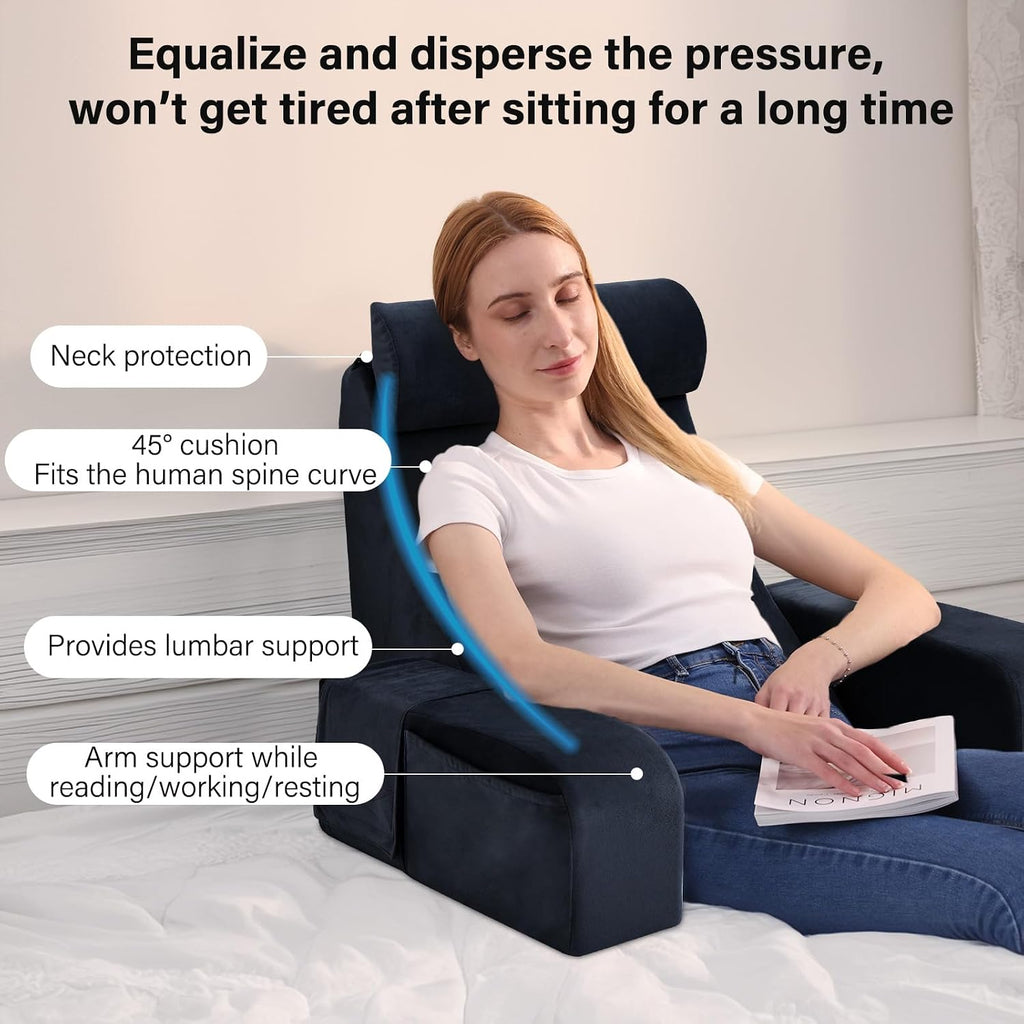 ENITYA Back Pillow for Bed Sitting up, 19" Reading Pillow for Sitting in Bed Adult, Back Support Pillow with Arms for Watching…