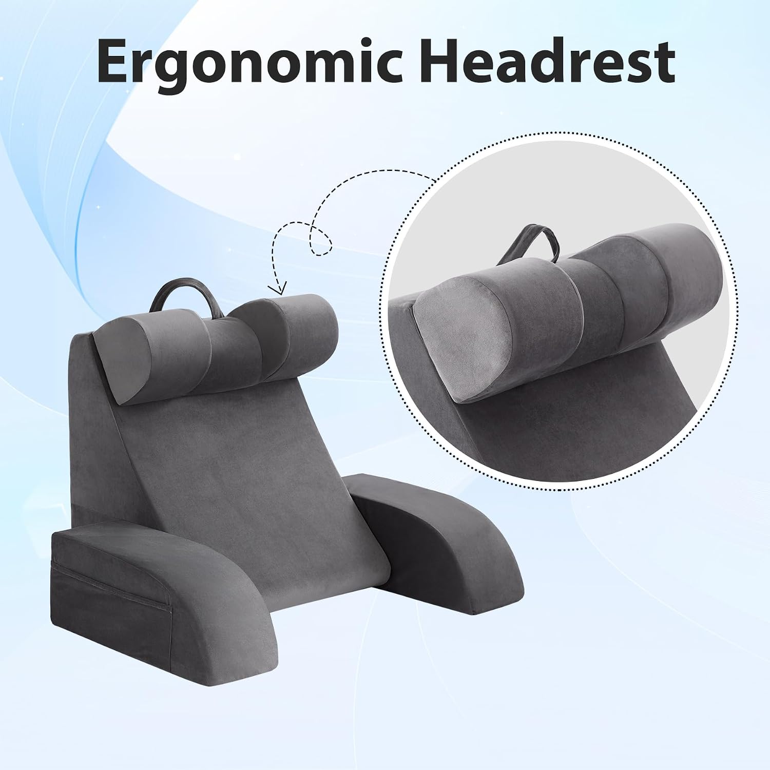 Velorose Reading Pillow for Sitting in Bed Adult, Back Pillow for Bed Sitting up, Backrest Pillow with Arms, Back Support Pillows for Gamin…