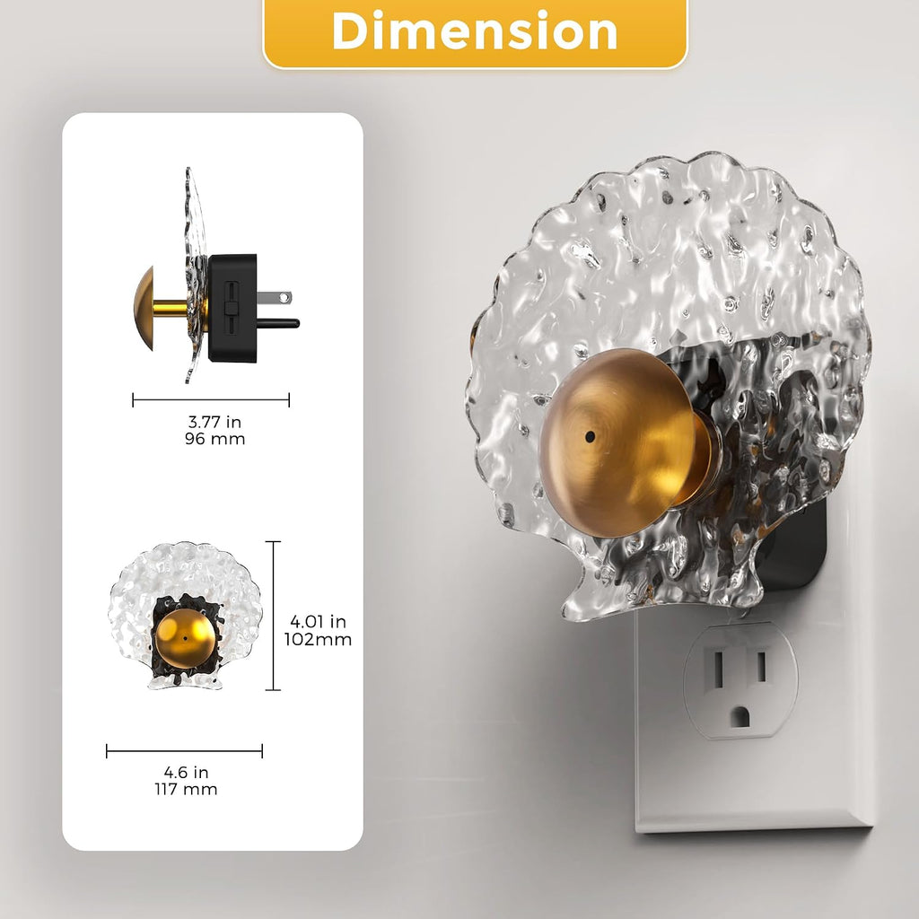 L LOHAS LED Shell Night Light, 2 Pack, Night Lights Plug into Wall, Dimmable Nightlights Plug in with Light Sensor, 0-100LM, 3000K Soft…