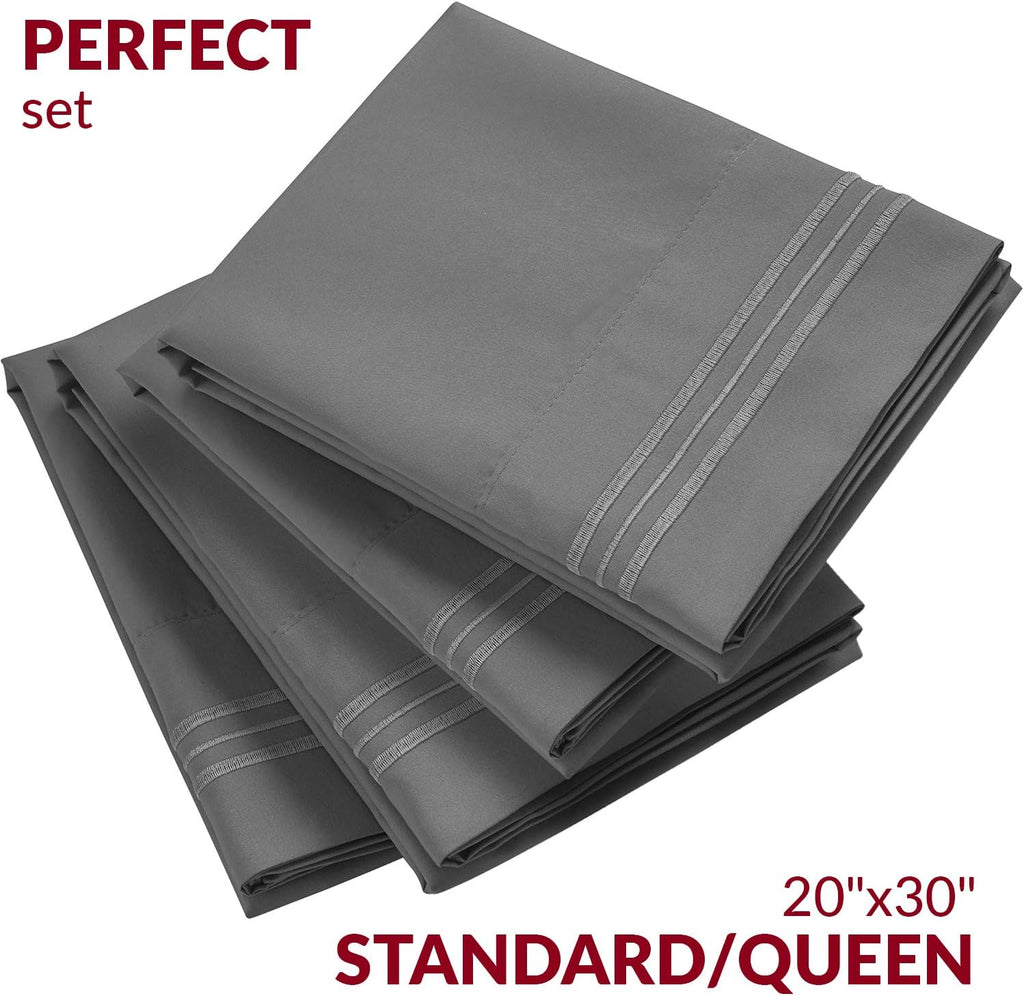 Mellanni Pillow Cases Set - 4 PC Iconic Collection Pillowcases - Hotel Luxury, Extra Soft, Cooling Pillow Covers - Wrinkle, Fade, Stain Res…