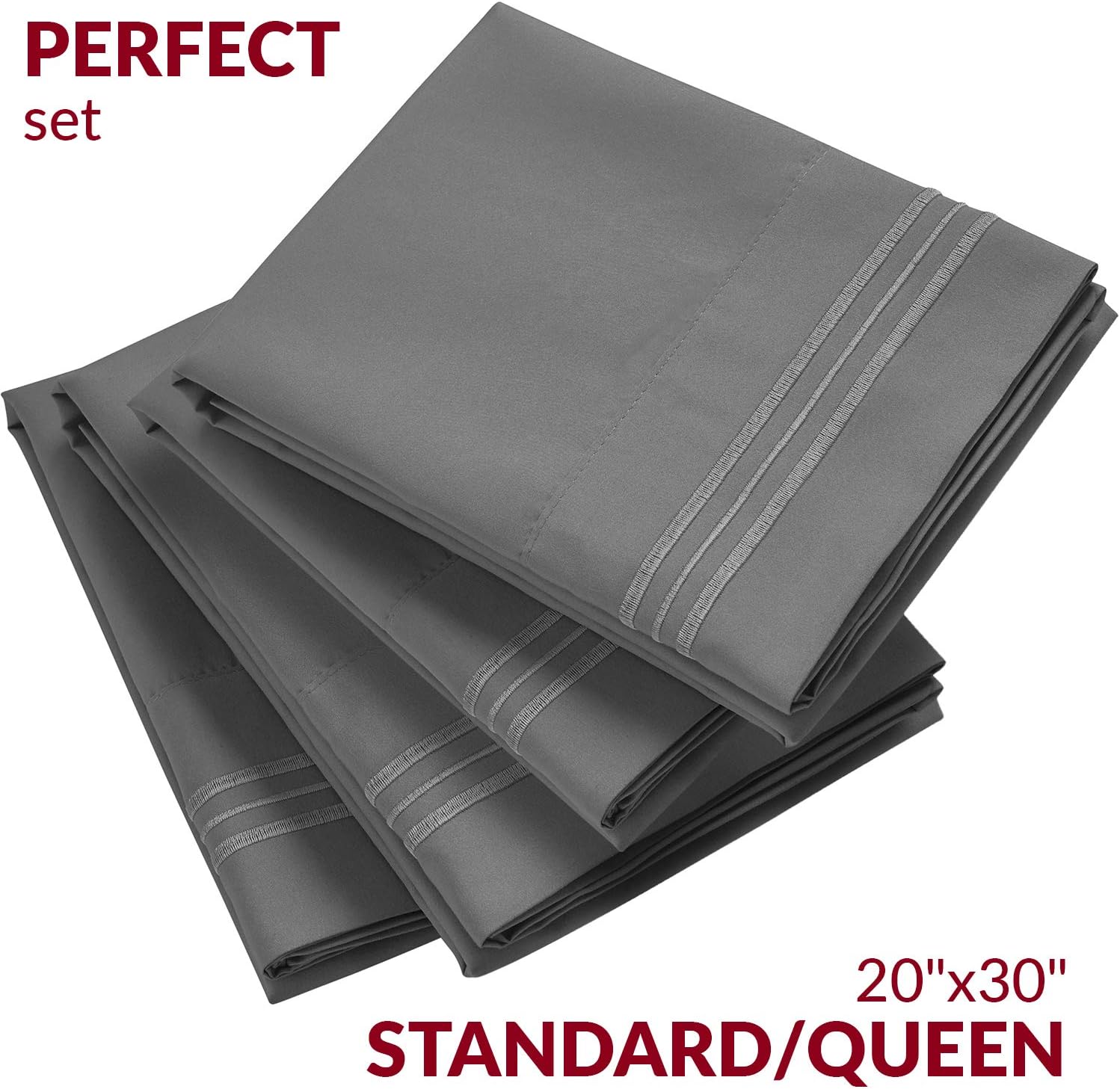 Mellanni Pillow Cases Set - 4 PC Iconic Collection Pillowcases - Hotel Luxury, Extra Soft, Cooling Pillow Covers - Wrinkle, Fade, Stain Res…