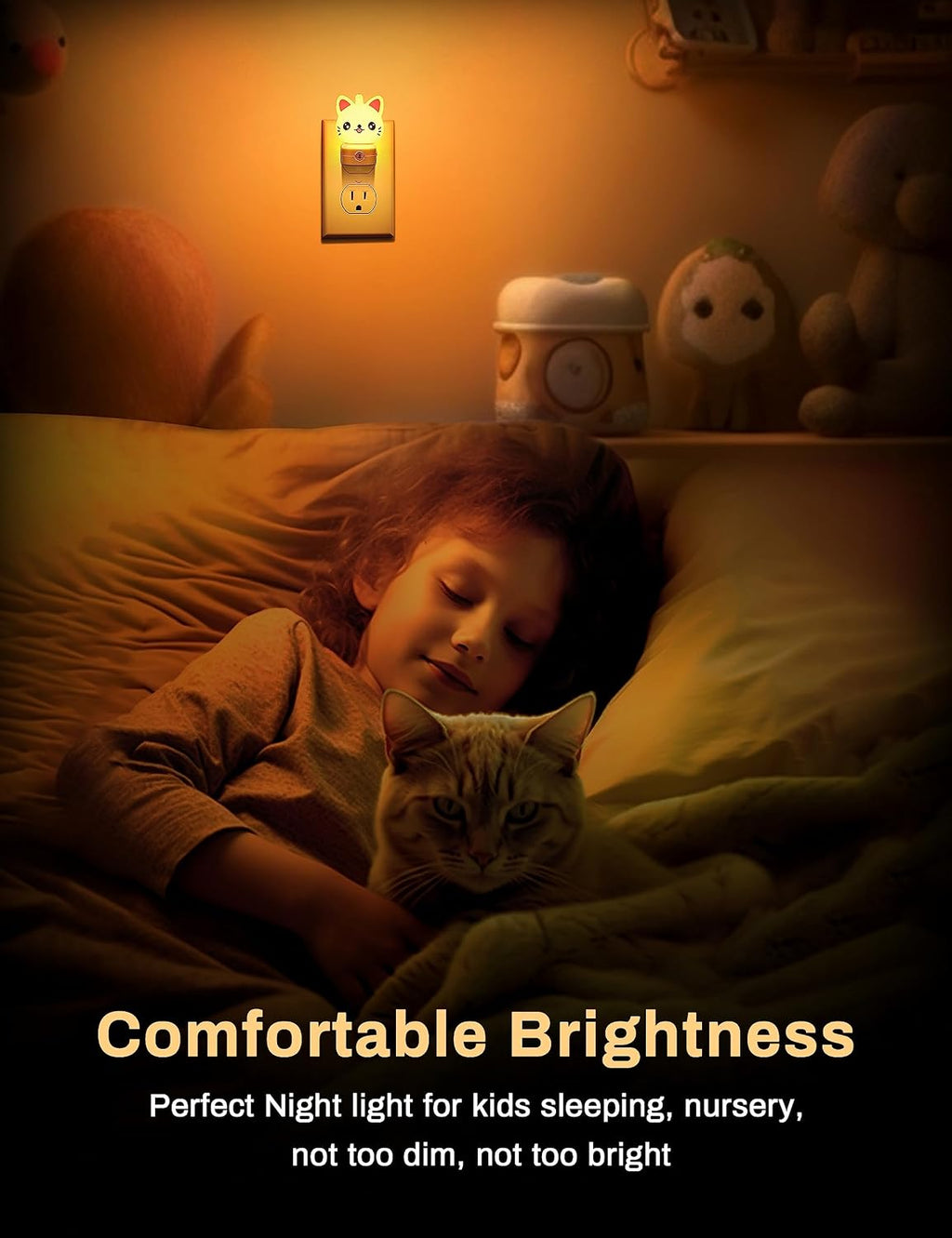 Cat Night Lights Plug Into Wall [2 Pack], Cute Night Light for Kids, 8-Color RGB LED Night Light, Nightlight with Dusk to Dawn Sensor for…