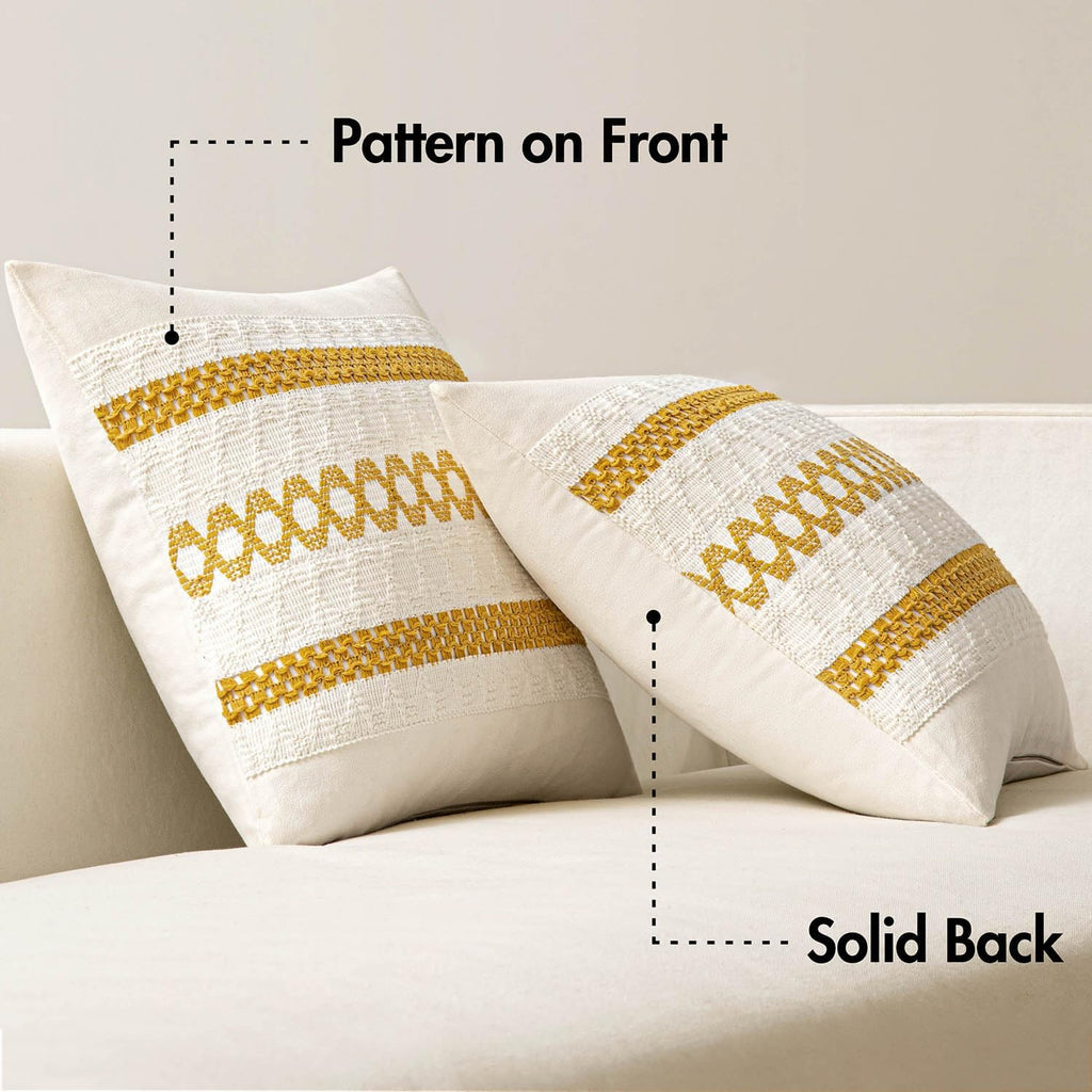 MIULEE Set of 2 Mustard Yellow Boho Decorative Pillow Covers 20x20 Inch Farmhouse Rustic Couch Throw Pillows Modern Spring Cotton Cushion…