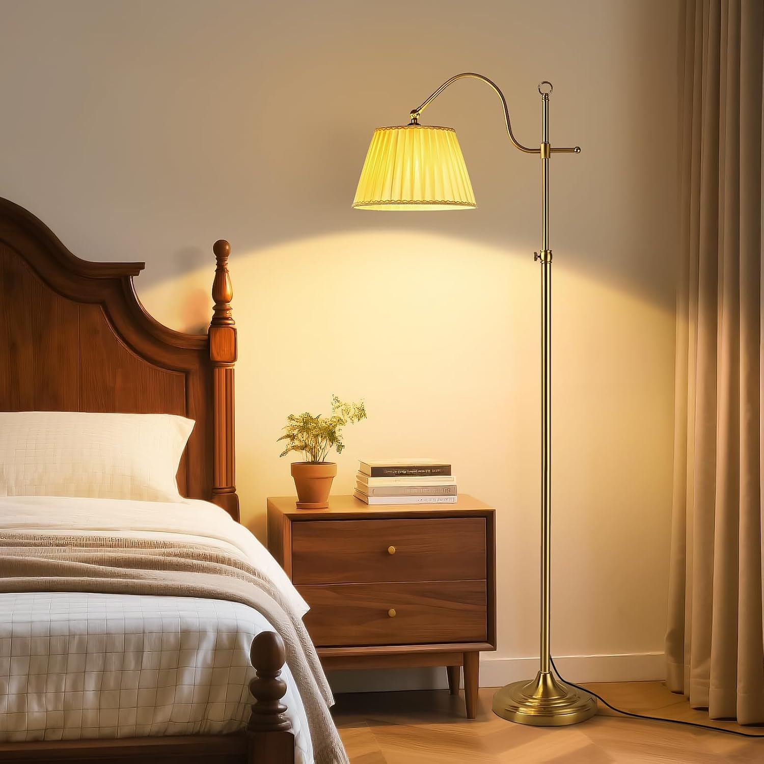 Bright 12W LED Floor Lamps with Smart Remote and Bluetooth, Adjustable Brightness and Color, Gold Brass Boho Mid Century Home Decor, Living…