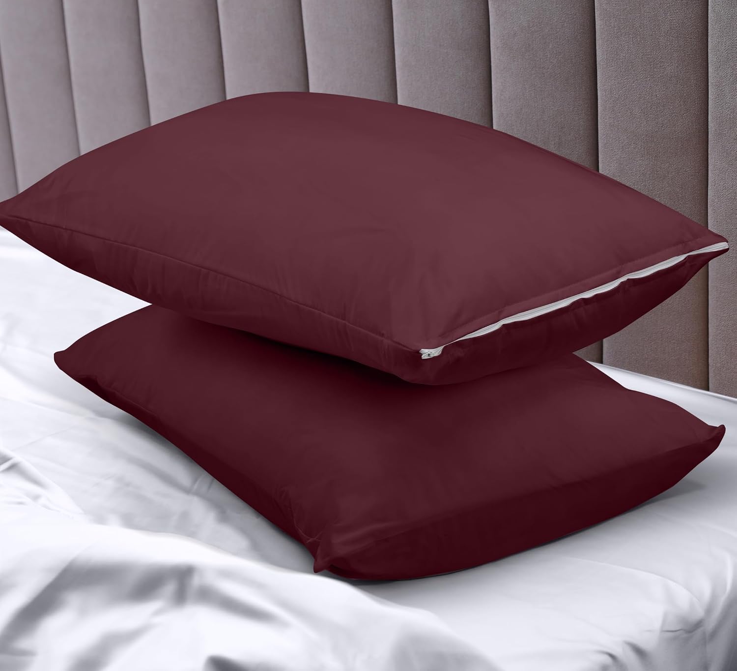 Utopiabedding Utopia Bedding 100% Waterproof Pillow Protectors with Zipper Queen Size (Set of 2), Bed Bug and Dust Mite Proof Zippered Pill…