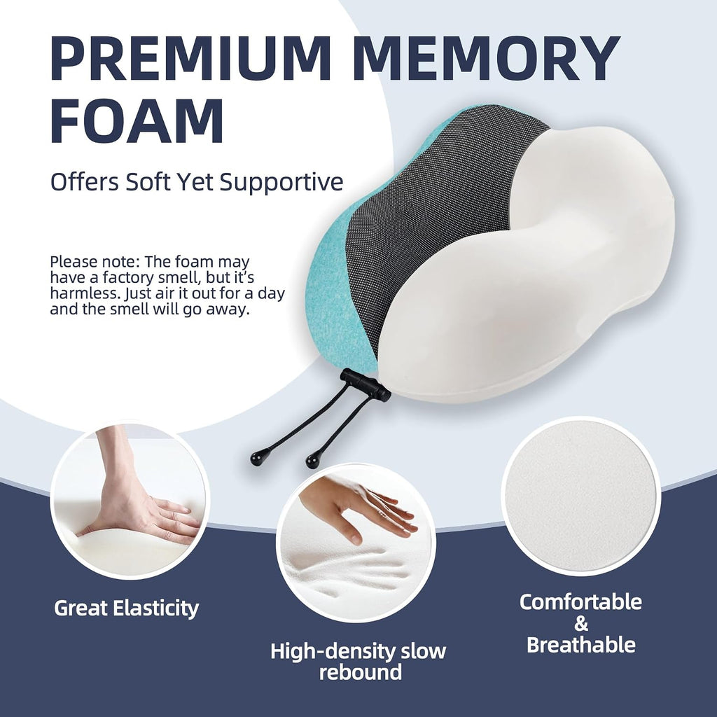 Travel Pillow with Extra Large Hood for Airplane Long Flights Privacy and Comfort Memory Foam with Skin-Friendly Cover for Road Trip…