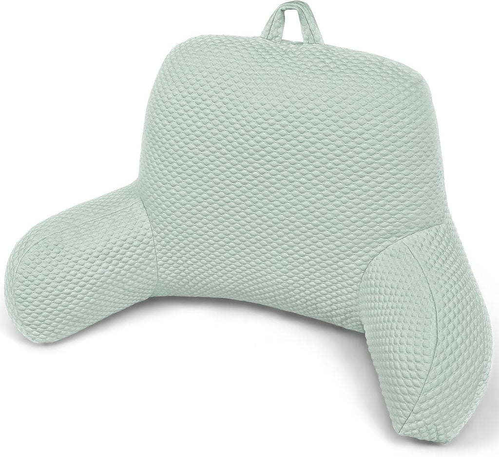 Reading Pillow, Ice Silk Bean Back Support Pillow for Bed Sitting Up, Large Bed Rest Pillow with Arms for Adults, Back Support for Couch…