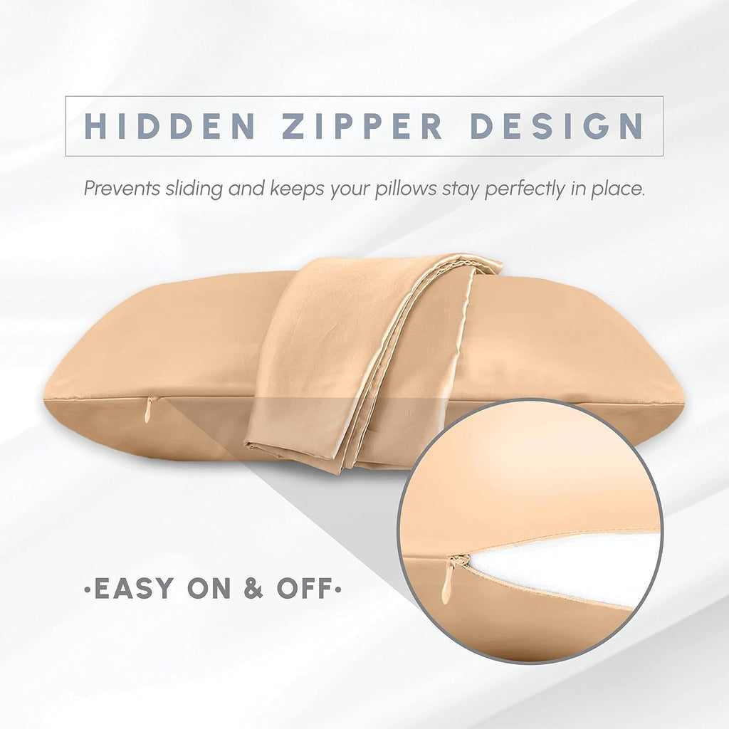 Elegantcomfort Elegant Comfort 4-Pack Cooling Viscose Satin Pillowcase Set with Hidden Zipper Closure, Silky Smooth for Hair and fabric…