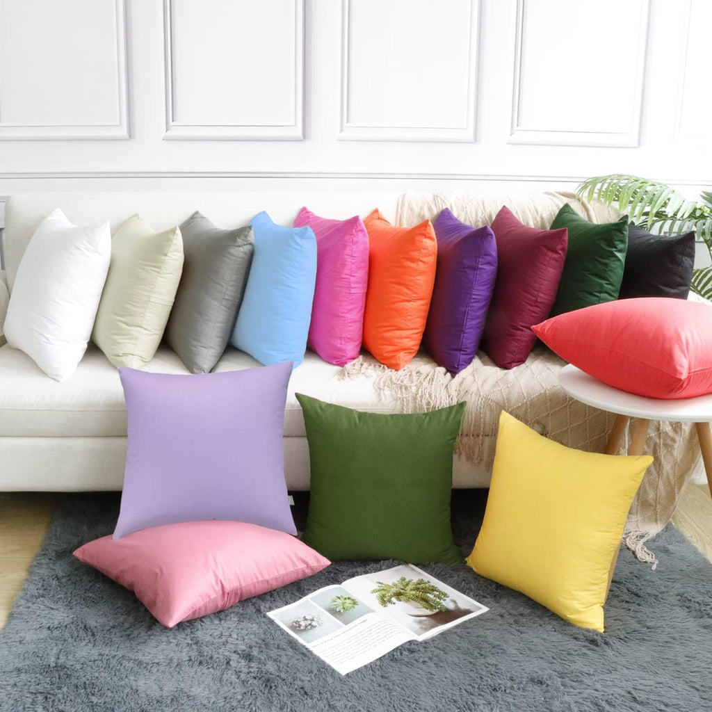 Thmyo 4-Pack 100% Cotton Comfortable Solid Decorative Throw Pillow Case Square Cushion Cover Pillowcase Sublimation Blank Pillow Covers DIY…