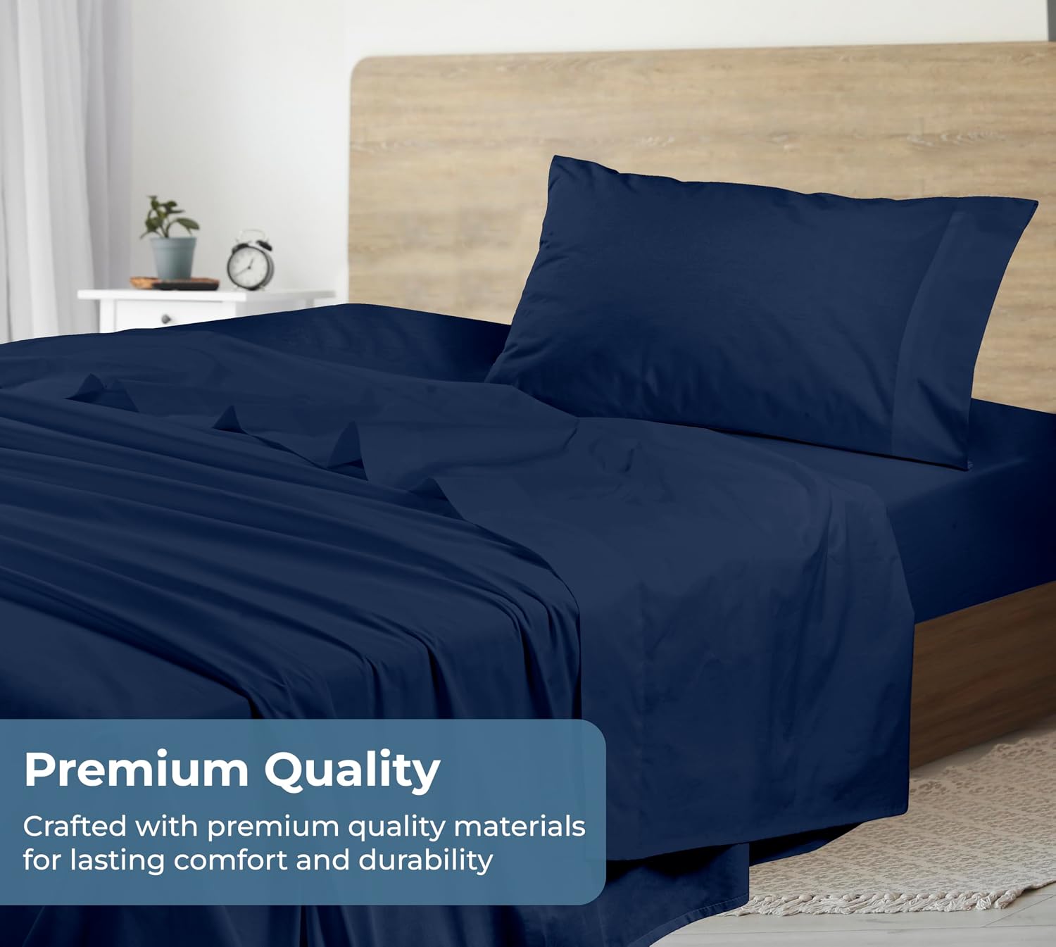 Royalelinens ROYALE LINENS 100% Organic Cotton Twin XL Sheet Set - Percale Weave - 3 Pieces Set - 1 Flat, 1 Deep Pocket Fitted Sheet and 1…