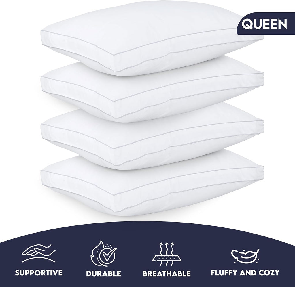 Utopiabedding Utopia Bedding Bed Pillows for Sleeping Queen Size (White), Set of 4, Soft & Fluffy Pillow with Down Alternative Filling, Coo…